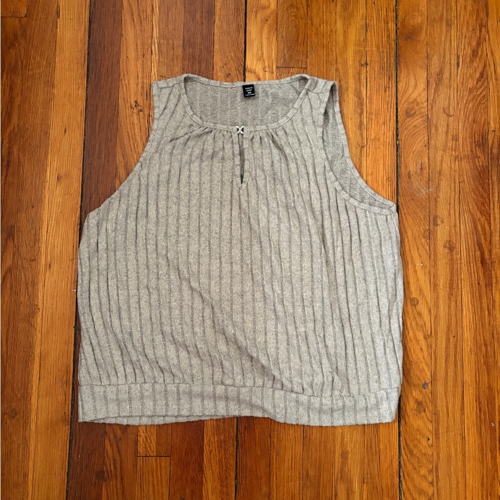 SHEIN Light Gray Ribbed Sleeveless Tank Top